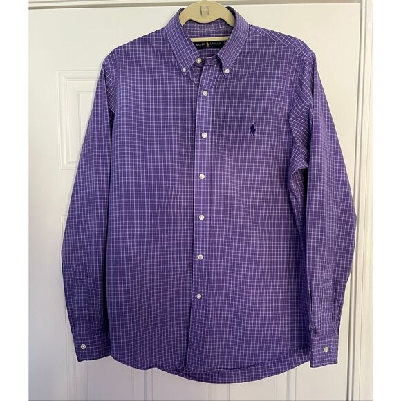Ralph Lauren Men's Size Medium Purple Long Sleeve Button Down Shirt Casual Dress - Picture 1 of 9